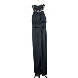 Poppies and Roses Jumpsuit Girls Size 10 Black Flowy Beaded Special Occasion New